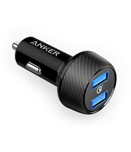 انكر شاحن سيارة مخرج بوردليفري و مخرج أي قيو لون اسود